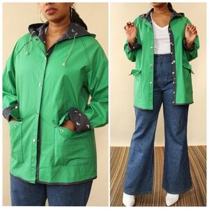 LADY VAN HEUSEN Green Duck lined Hooded Rain Coat